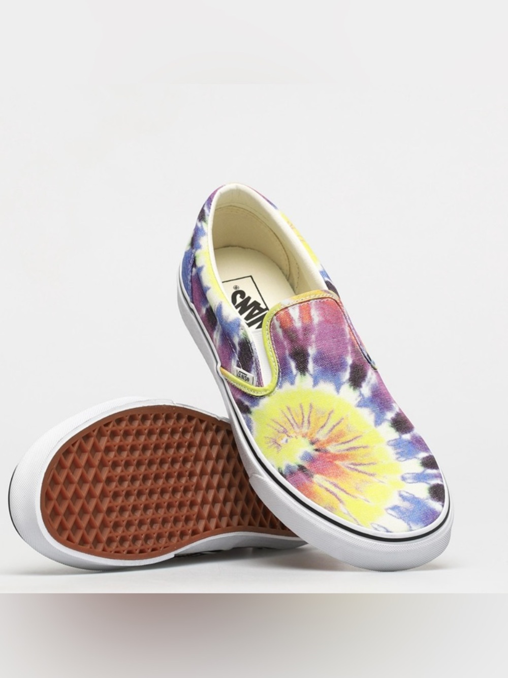Vans Men’s Classic Slip On Sneakers Washed Tie Dye White